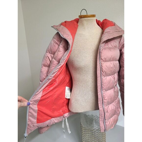 Eddie Bauer Goose Down 550 Pink Red Puffer Coat SMALL Petite Ski Winter Snow S - Picture 2 of 8